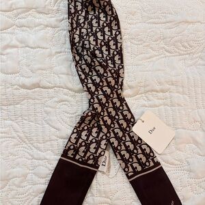 Boutique Beige and Brown Logo Scarf